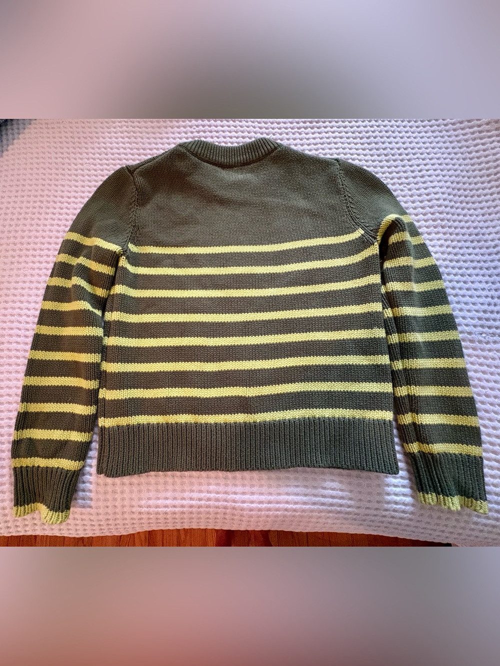 Olive & Yellow Striped Crew Sweater - Picture 4 of 4